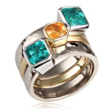 Unique Hammered Metal Stacking Mothers Ring